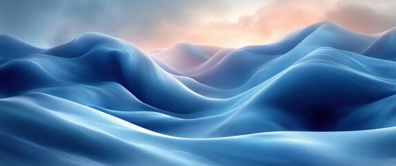 Obraz premium Abstract Blue Curve Design with Smooth Flowing Lines and Soft Light Effect for Modern Wallpaper and Digital Background