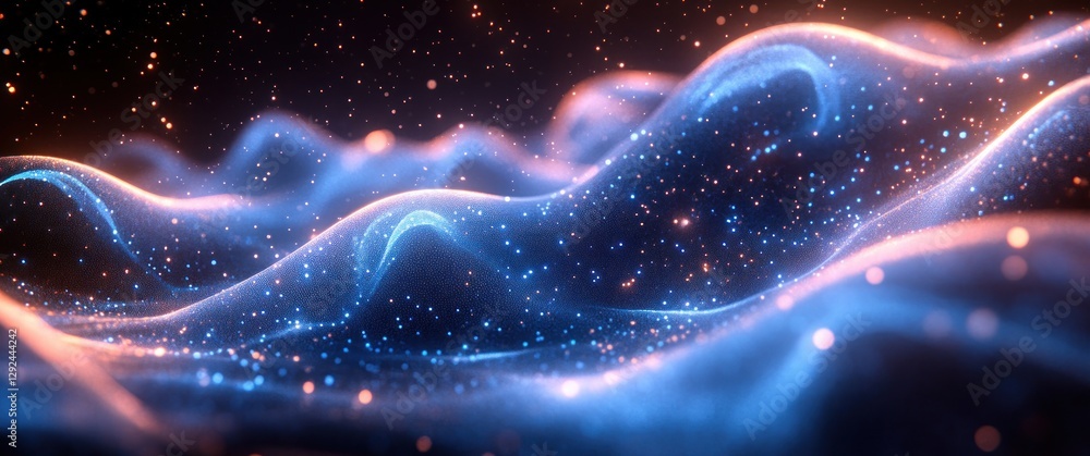 Leinwandbilder Futuristic Technology Network Design with Glowing Blue Dots and Abstract Connection Lines in Digital Art Style