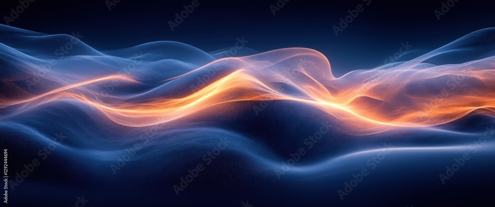 Poster futuristic abstract blue wave design with light effects and smooth curves for digital backgrounds an