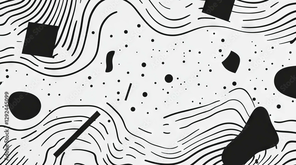 Poster abstract wavy lines and confetti pattern background for creative design