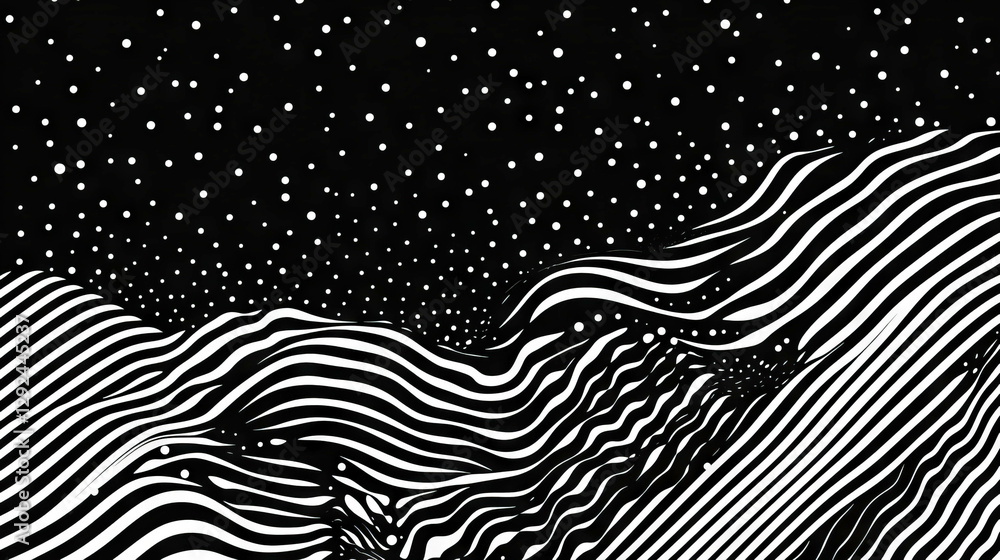 Poster abstract waves and polka dots background for creative design projects