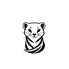 Minimalist Illustration of a Cute Feline: Black and White Striped Cheetah