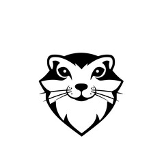 Simple black and white vector illustration of a raccoon head.