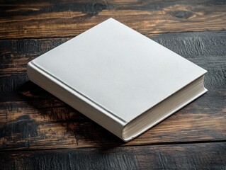 Fototapeta premium Blank Book Mockup on Rustic Wooden Table with High Contrast Lighting