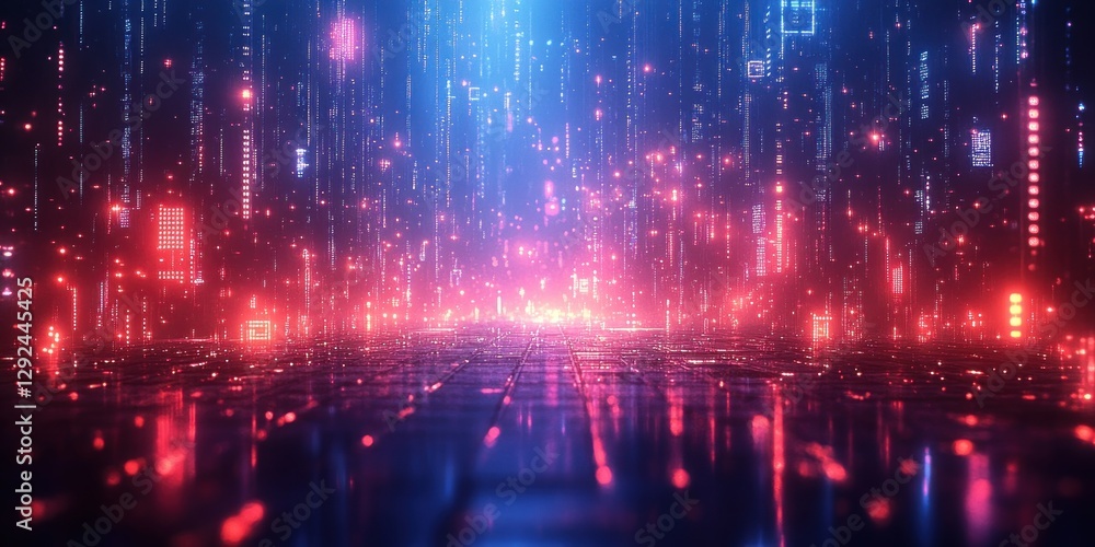 Aufkleber futuristic cyberpunk light design abstract network technology illustration digital data communicatio