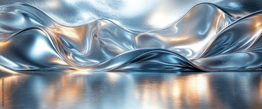 Poster modern abstract metallic design with sharp angles and high contrast in silver and gray