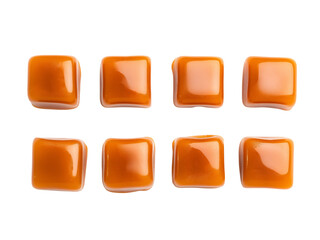 Caramel candy, isolated on white background, full depth of field
