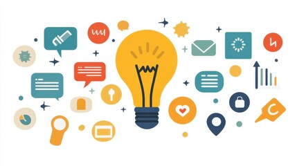 Creative ideas for innovative solutions in business digital space illustration conceptual