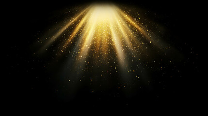 Radiant gold glitter light burst for festive background or celebration design