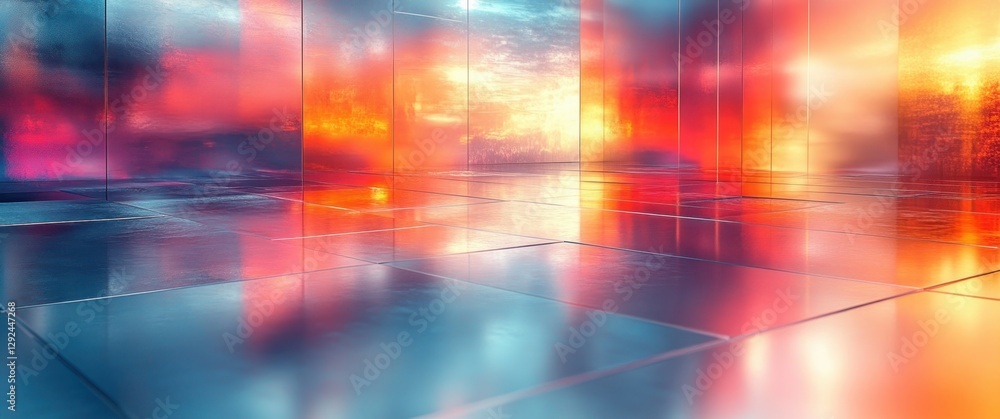 Aufkleber futuristic metallic abstract circuit design with sleek textures and dynamic lighting effects