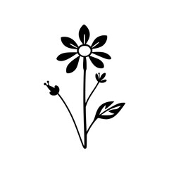 Simplified Illustration of a Flower in Black and White