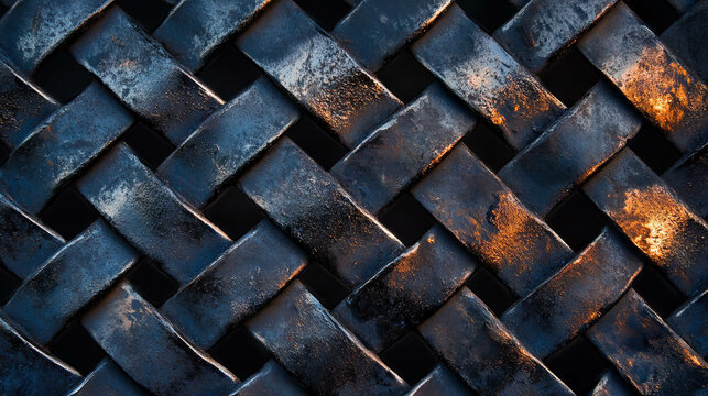 Industrial woven metal mesh texture with metallic patterns for design and decoration