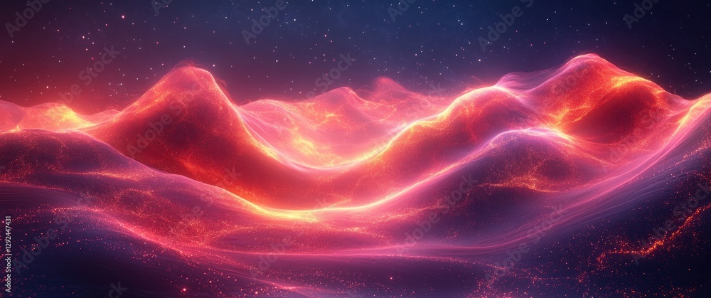 Fototapete futuristic abstract wave design with gradient flowing lines and neon light effects for technology ba