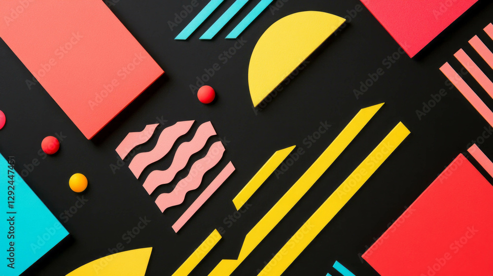 Poster abstract geometric background with zigzag lines and bold color blocks for modern design
