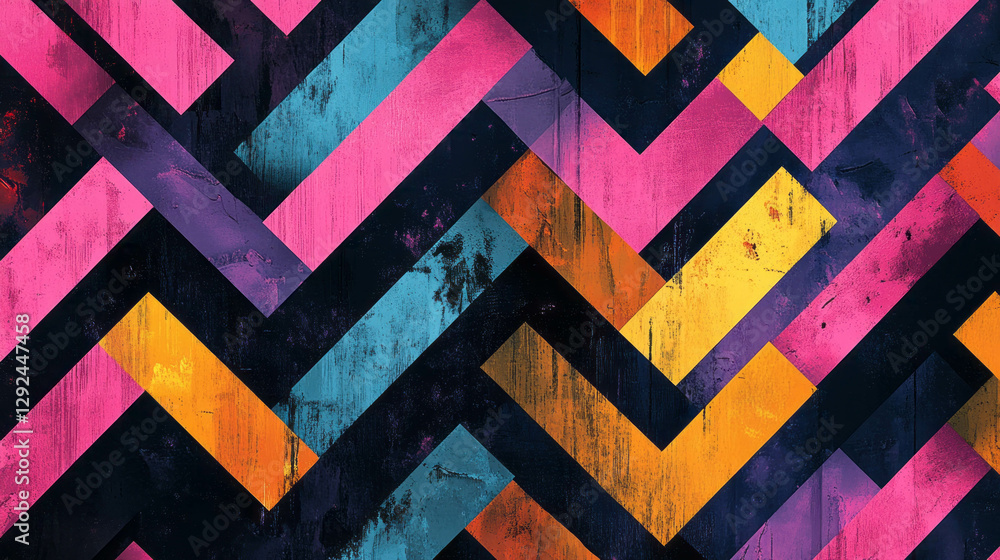 Aufkleber vibrant zigzag pattern with bold color blocks for creative design