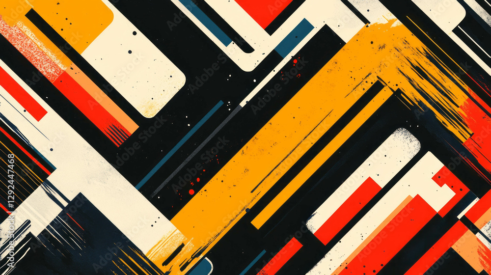 Poster abstract geometric background with zigzag lines and bold color blocks for modern design