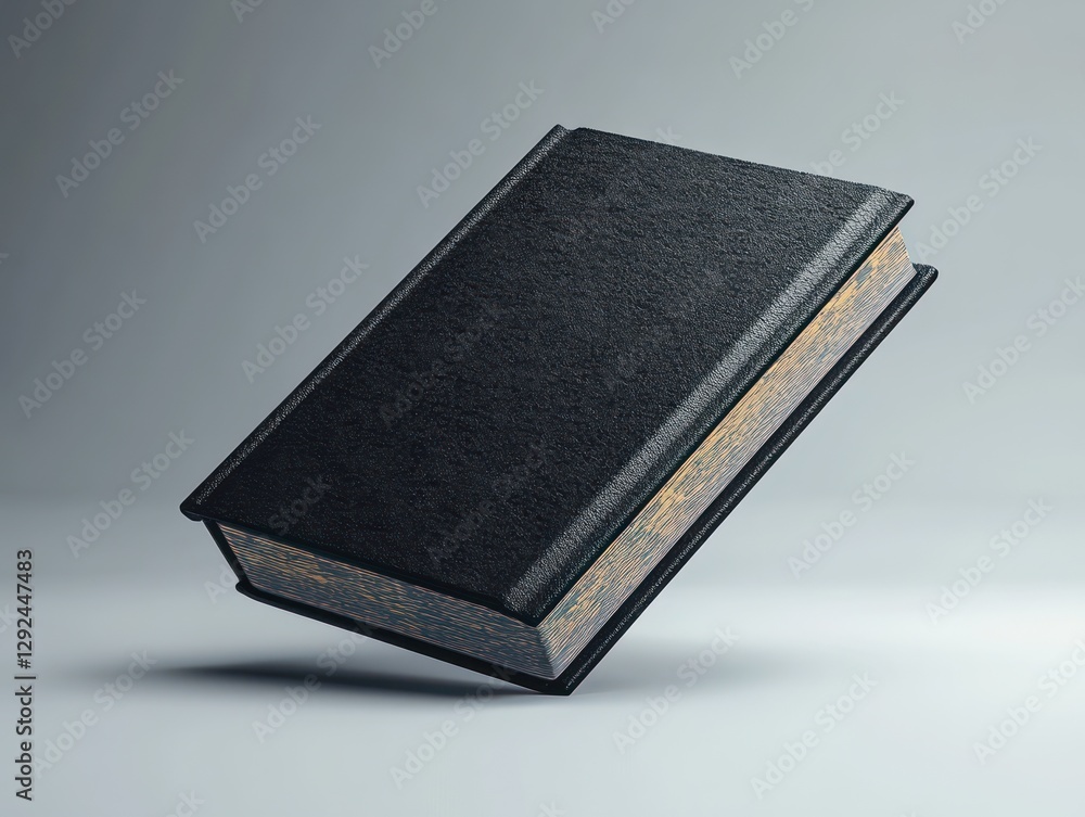 Poster Minimalist Floating Black Book Mockup with Soft Diffused Lighting and Smooth Gradient Background