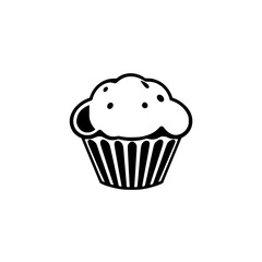 Black and White Muffin: Graphic Illustration, featuring a Simple and Minimalist style, Cake and Bakery.