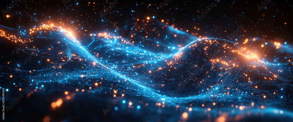 Poster futuristic cyberpunk abstract circuit board with glowing blue patterns and dark background