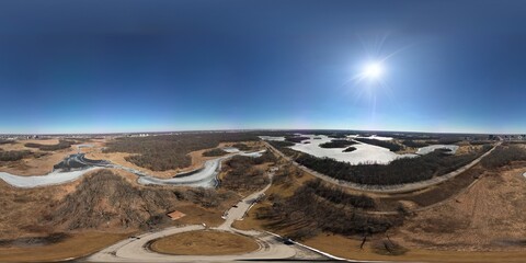 Aerial Forest and Lake Overview 