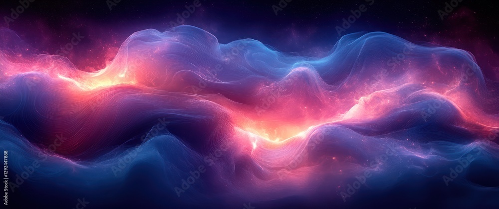 Aufkleber deep blue and purple abstract wave pattern digital light effect modern technology design