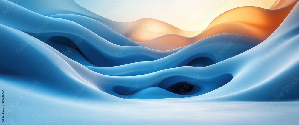 Poster Futuristic Abstract Blue Gradient Design Dynamic Wave Flow Light Effect Minimal Graphic