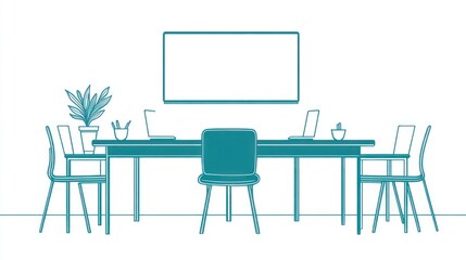Empty Meeting Room Interior Sketch