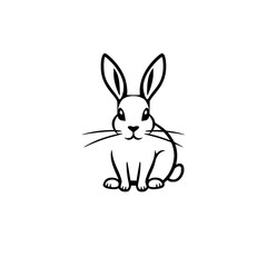 Minimalist Black and White Rabbit Illustration
