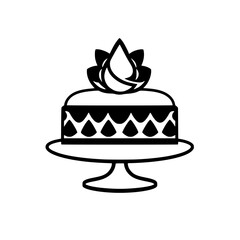 Elegant Cake in a minimalist style on a cake stand decorated with a flower-like element.