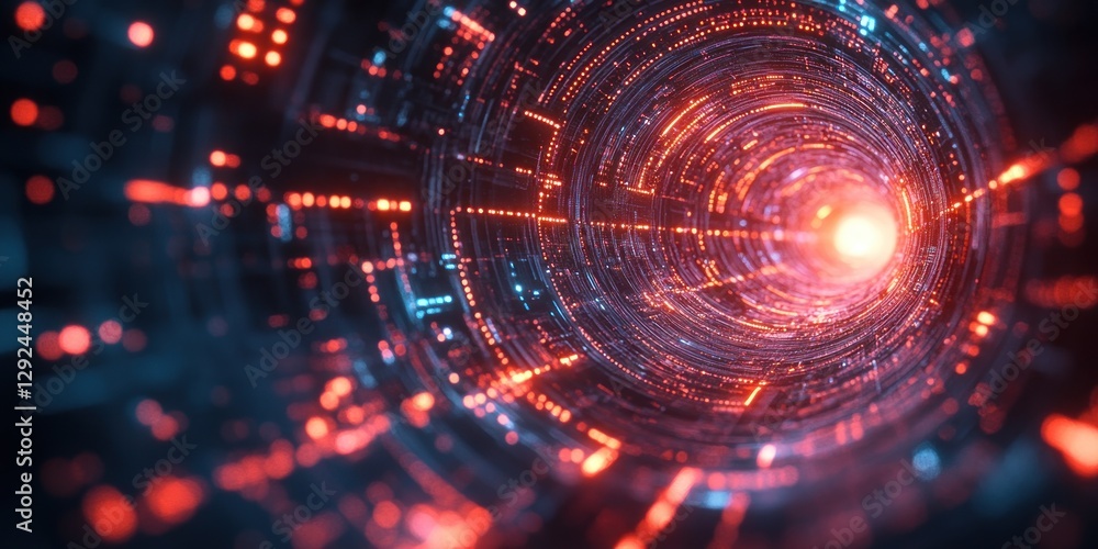 Poster futuristic technology abstract background with geometric shapes and glowing lines for digital design