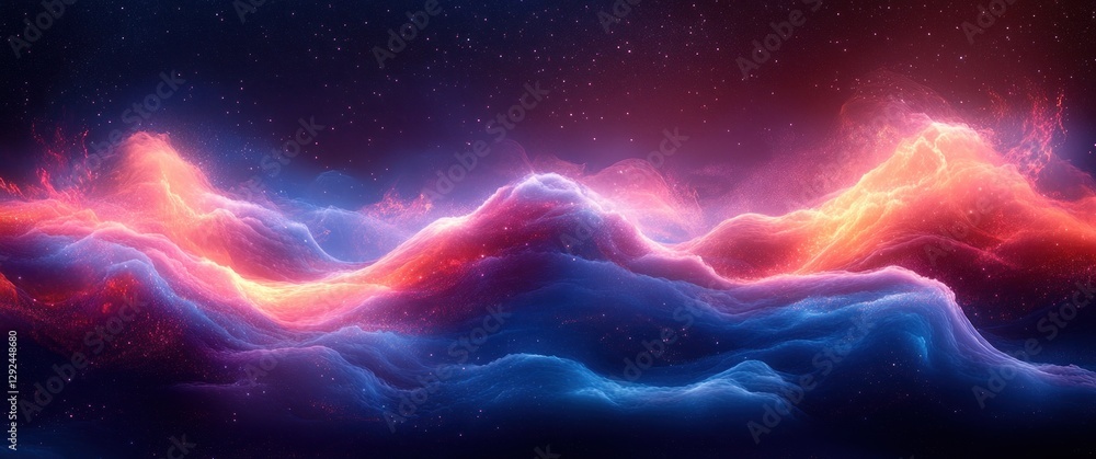 Poster abstract waves digital art vector light gradient line fluid futuristic design technology background