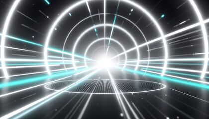 Fototapeta premium Abstract Neon Tunnel Light Speed Future Technology Background