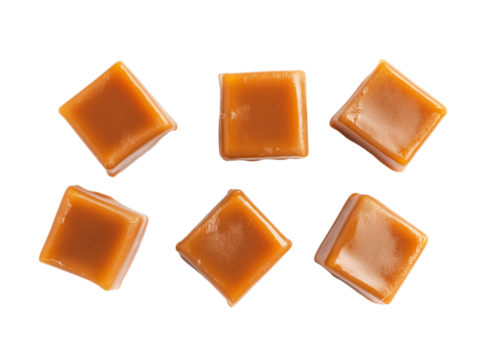 Caramel candy, isolated on white background, full depth of field