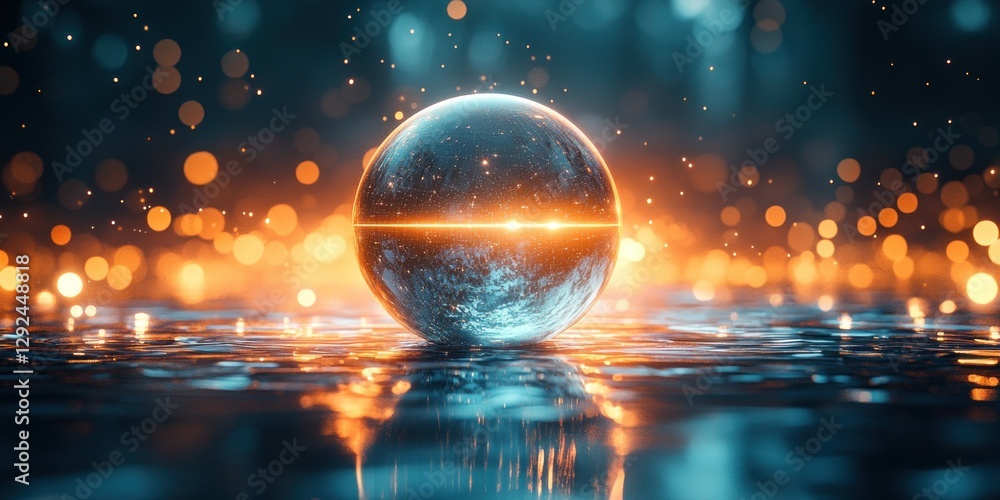 Aufkleber Modern Abstract Technology Design with Spherical Object, Geometric Shapes and Soft Lighting