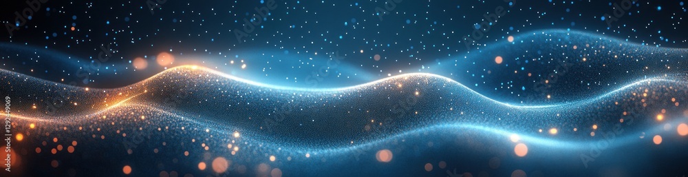 Poster abstract digital background soft blue teal flowing curves dots modern minimalism glowing design