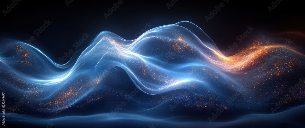 Poster futuristic abstract blue gradient background with smooth curves light effects and geometric shapes f