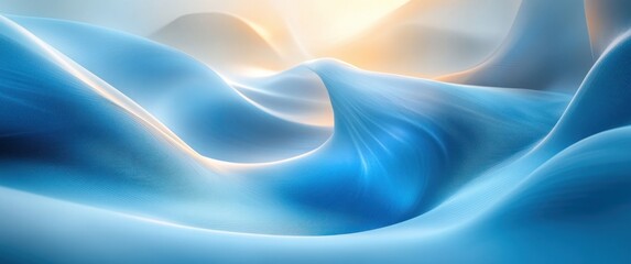 Obraz premium Abstract futuristic wave design with smooth curves and blue gradient light effect for modern wallpaper and template banner