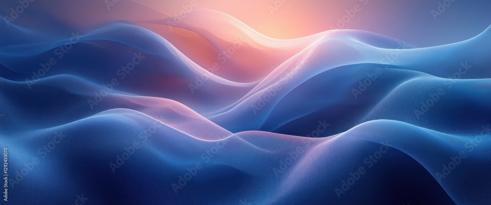 Aufkleber Abstract Blue Gradient Background with Smooth Curves and Light Effects for Modern Graphic Design and Futuristic Wallpaper