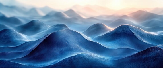 Obraz premium Abstract Smooth Curves and Blue Gradients for Tranquil Luxury Digital Wallpaper and Template Design