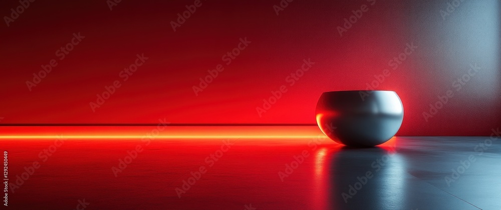 Poster futuristic red gradient background with metallic lines and light effects for modern graphic design