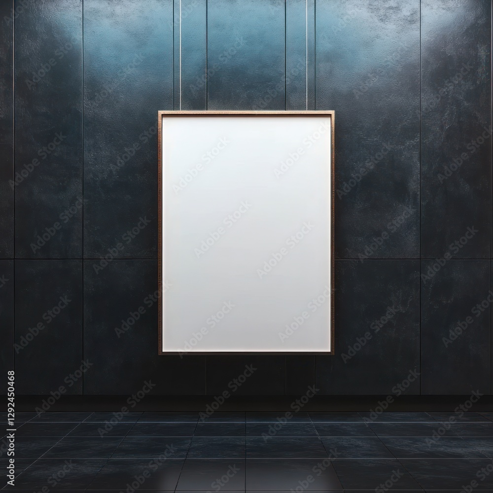 Poster minimalist art gallery display with empty canvas in modern frame