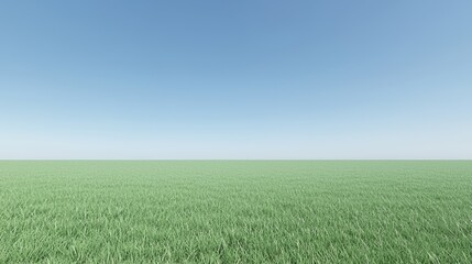 Fototapeta premium Vast Green Field Under a Clear Blue Sky
