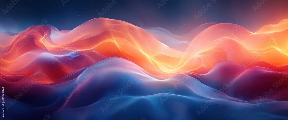 Leinwandbilder futuristic abstract digital art gradient wave patterns smooth curves ambient lighting