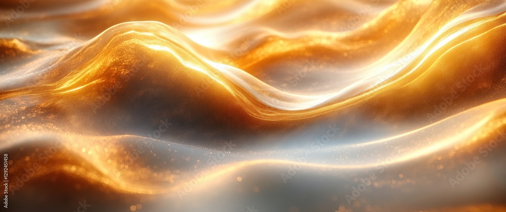 Poster Luxury Gold Background with Smooth Flowing Curves and Gentle Light Effects for Elegant Modern Design