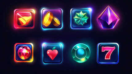 Winner ui game icon. Casino victory interface popup for banner. Win element template for badge in mobile app. Bonus achievement screen frame for jackpot with text. Tropical rank button gambling kit