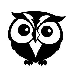 Cute black and white owl mascot, a vector cartoon.