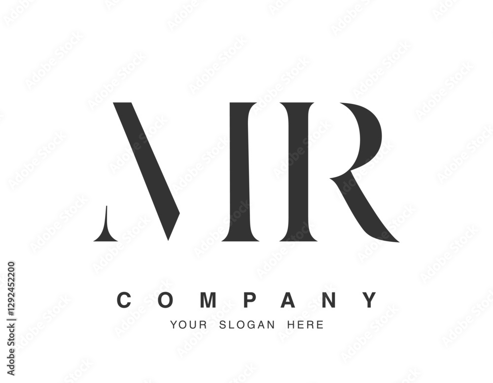 Fototapete mr logo design. initial letter m and r serif font style. creative classic company name typography. t