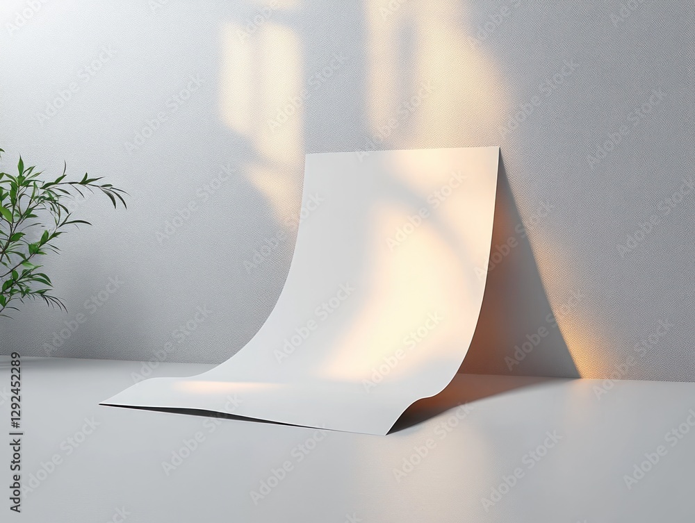 Aufkleber minimalistic paper mockup on soft gray background for elegant presentation and design