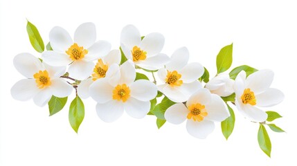 Obraz premium White magnolia blossoms branch, spring bloom, isolated, floral design