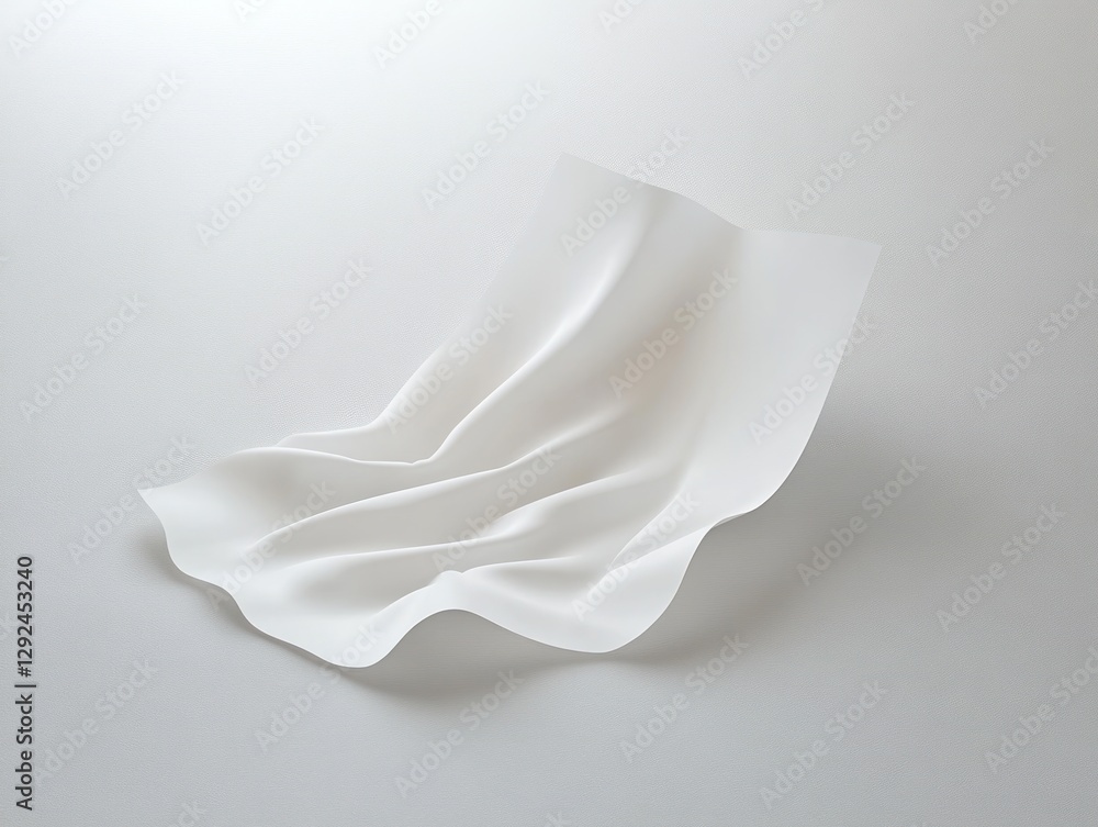 Poster minimalistic white paper mockup on soft gray background with gentle lighting